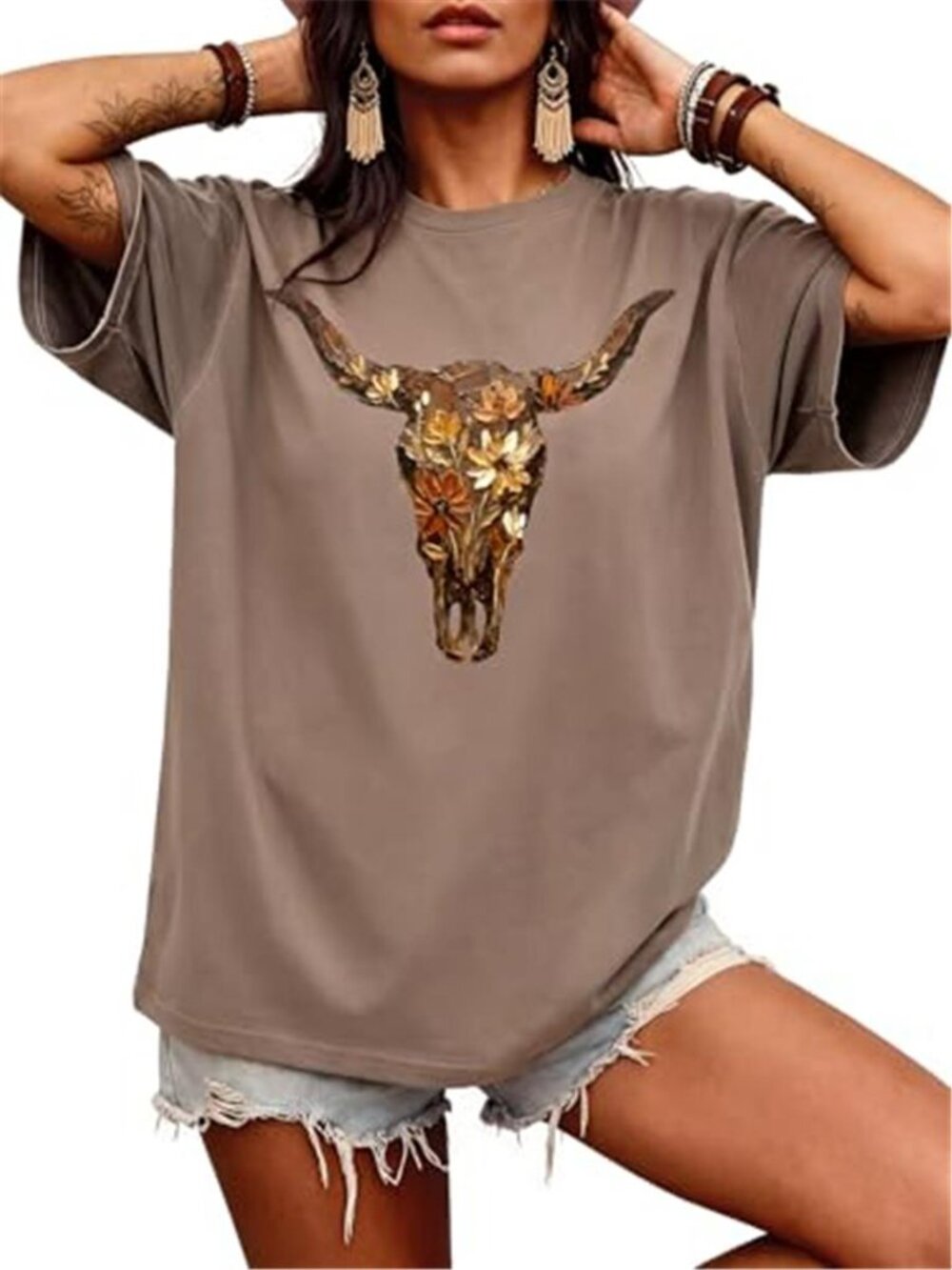 Western Shirt for Women Vintage Cowgirl Shirt Oversized Rodeo Graphic Tee